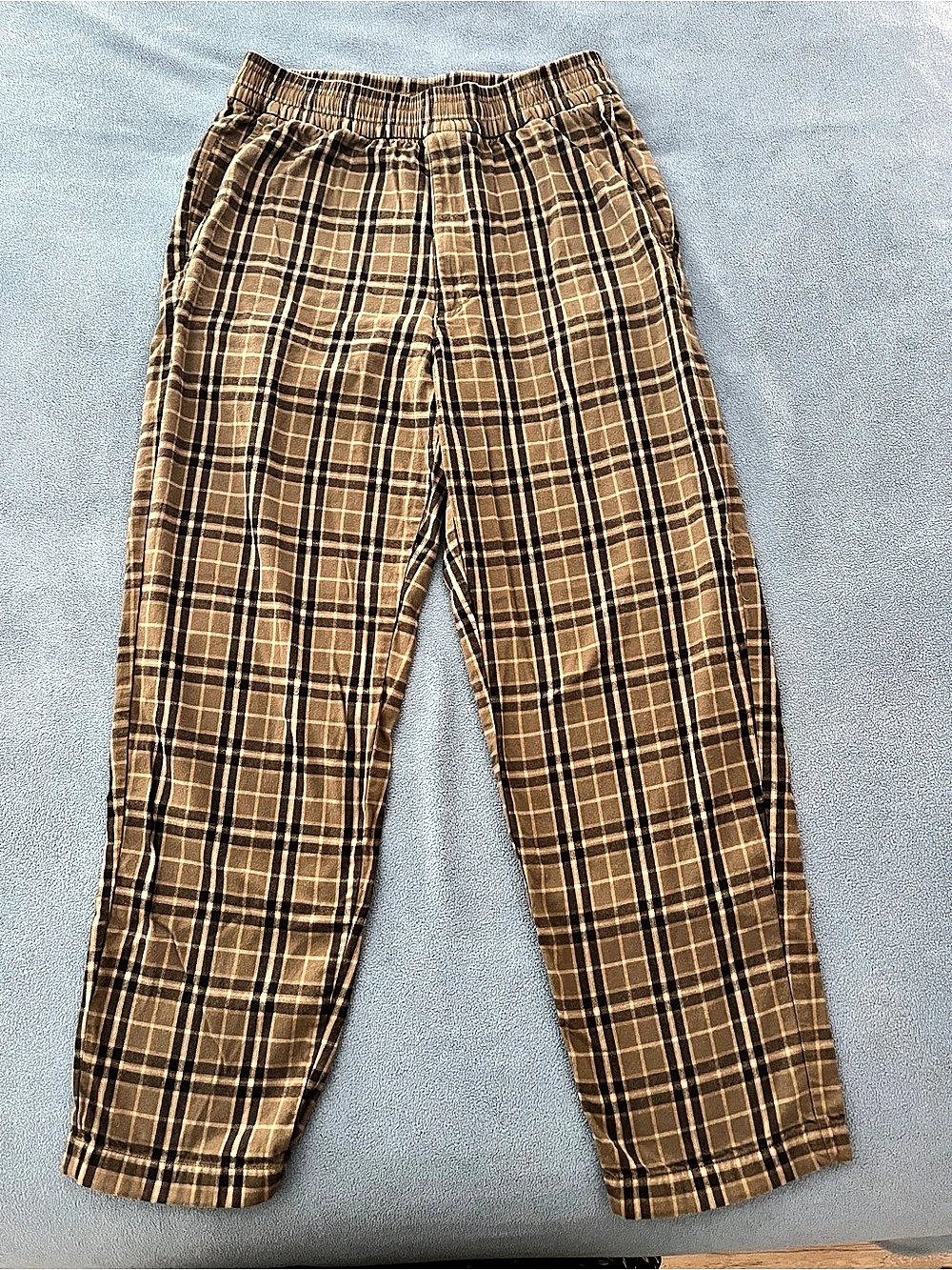 Uniqlo checked flannel easy ankle pants - unisex, small, like new